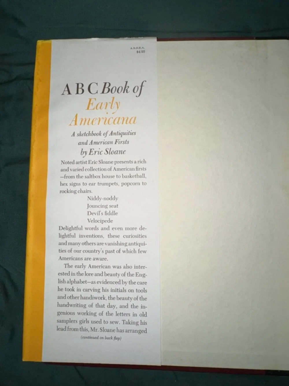A B C Book Of Early Americana By Eric Sloane - Hardcover